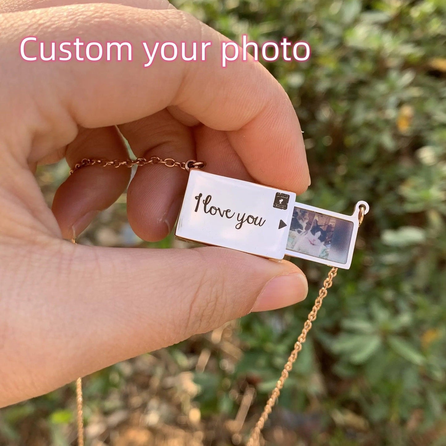 Stainless Custom Photo Message Envelope Necklace Pull-Out Envelope Pendant for Women Customized Name Jewelry Gift Mother's Day - petguardiansupplies