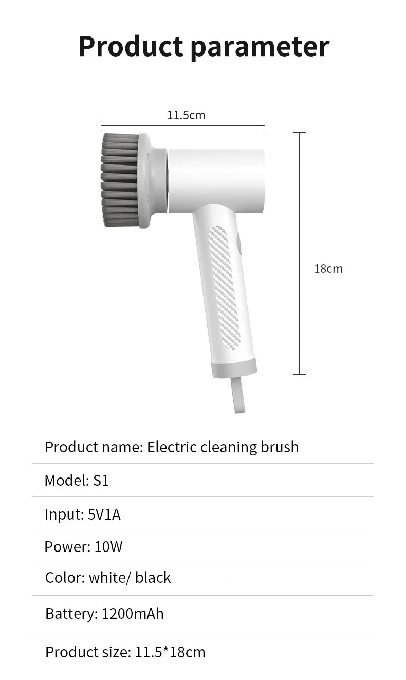 Xiaomi Wireless Electric Cleaning Brush Housework Kitchen Dishwashing Brush Bathtub Tile Professional Cleaning Brush Labor Savin - petguardiansupplies