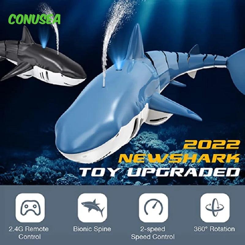 Smart Rc Shark whale Spray Water Toy Remote Controlled Boat ship Submarine Robots Fish Electric Toys for Kids Boys baby Children - petguardiansupplies