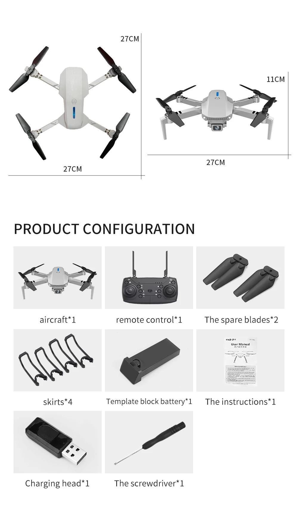 KBDFA 2025 E88 Professional Wide Angle RC Dron HD 4K Camera Mode Foldable Helicopter Aircraft Quadcopter Drone Kid Gift Toys - petguardiansupplies