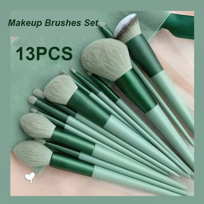 Cosmetic Makeup Brushes Set 13 PCS for Women Soft Beauty Tools for Eye Shadow Foundation Blush with Bag - petguardiansupplies