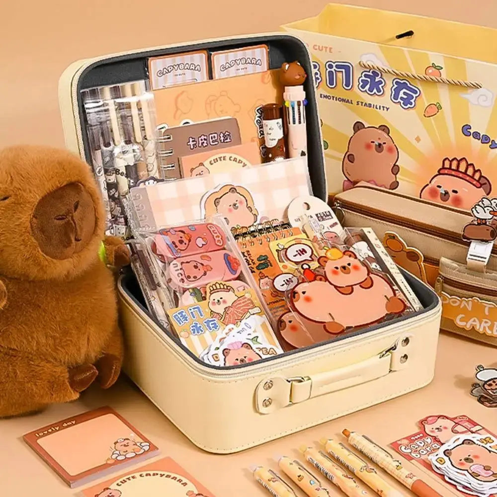 Large Capacity Gift Box Capybara Stationery Set Abundant Cute Back-to-school Gift Kit Pencil Case School Supplies for Students - petguardiansupplies