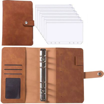 2024 A6 PU Leather Budget Binder Notebook Cash Envelopes System Set,with Binder Pockets for Money Budget Saving Bill Organizer - petguardiansupplies