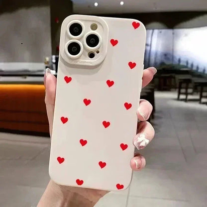 Cute Cartoon Red Love Heart Phone Case For iPhone - Shockproof Soft Silicone Cover - petguardiansupplies