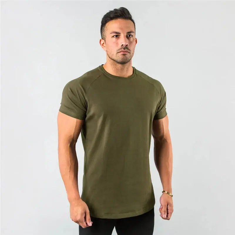 New Fashion Plain Tops Tees Fitness Mens T Shirt Short Sleeve Muscle Joggers Bodybuilding Tshirt Male Gym Clothes Slim Fit Shirt - petguardiansupplies