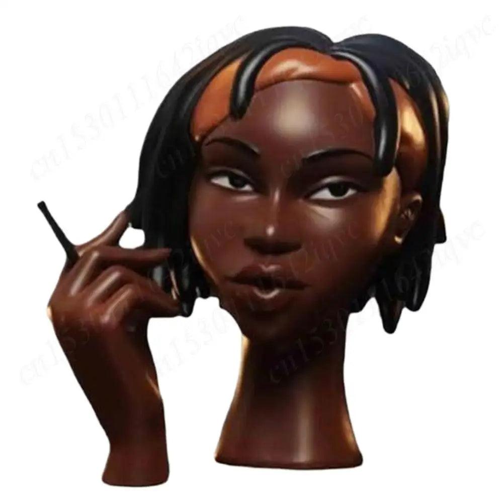 Headscents-Head Incense Burner Black Women Face Incense Holder Handmade Incense Stick Holder Statue for Home Bedroom Office - petguardiansupplies