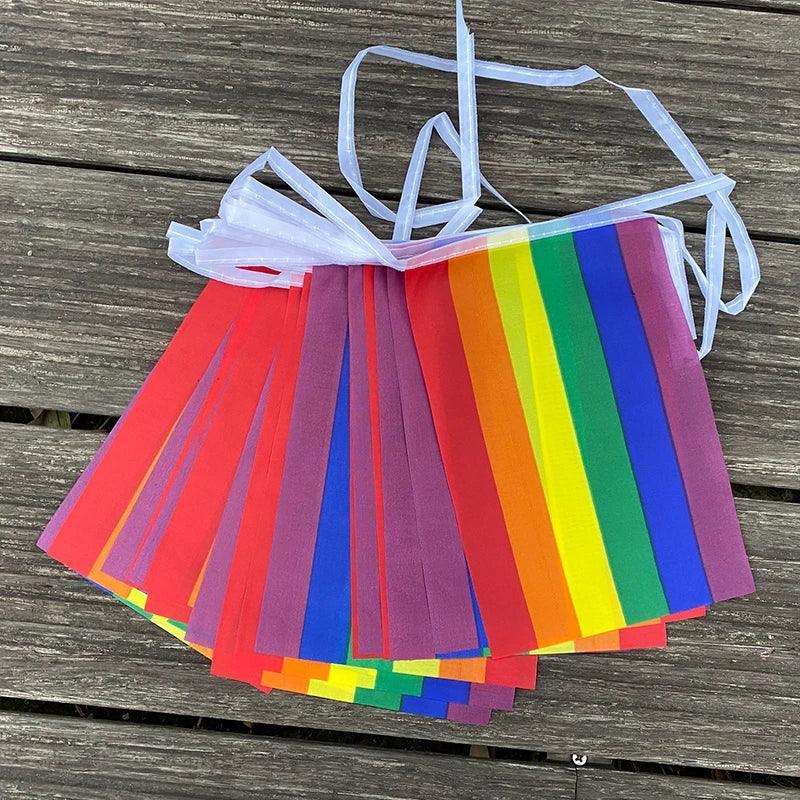 xvggdg Rainbow string Flags 20pcs/set Rainbow Peace Flags Banner LGBT Pride Lesbian Gay Parades string - petguardiansupplies