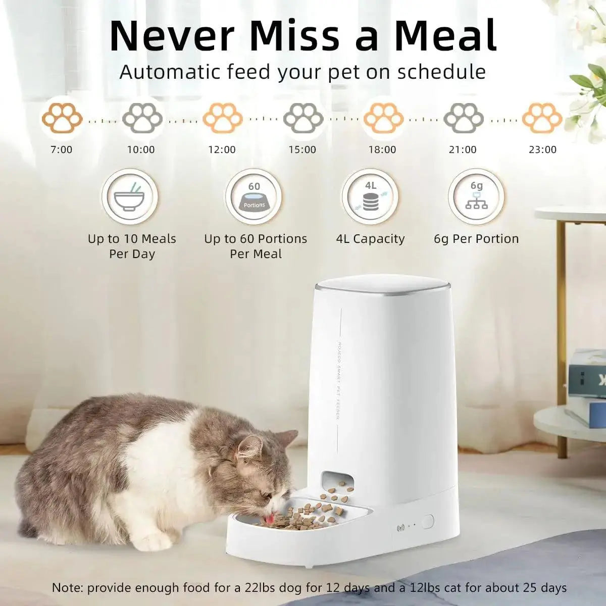 ROJECO Automatic Cat Feeder Pet Smart WiFi Cat Food Kibble Dispenser Remote Control Auto Feeder For Cat Dog Dry Food Accessories - petguardiansupplies