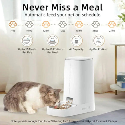 ROJECO Automatic Cat Feeder Pet Smart WiFi Cat Food Kibble Dispenser Remote Control Auto Feeder For Cat Dog Dry Food Accessories - petguardiansupplies