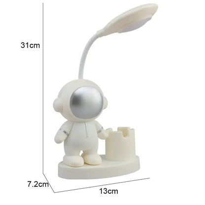 Creative Cute Astronaut Flexible Led Study Desk Lamp with Pencil Sharpener Bedside Color Adjust Table Lamp for Kids Student Room - petguardiansupplies