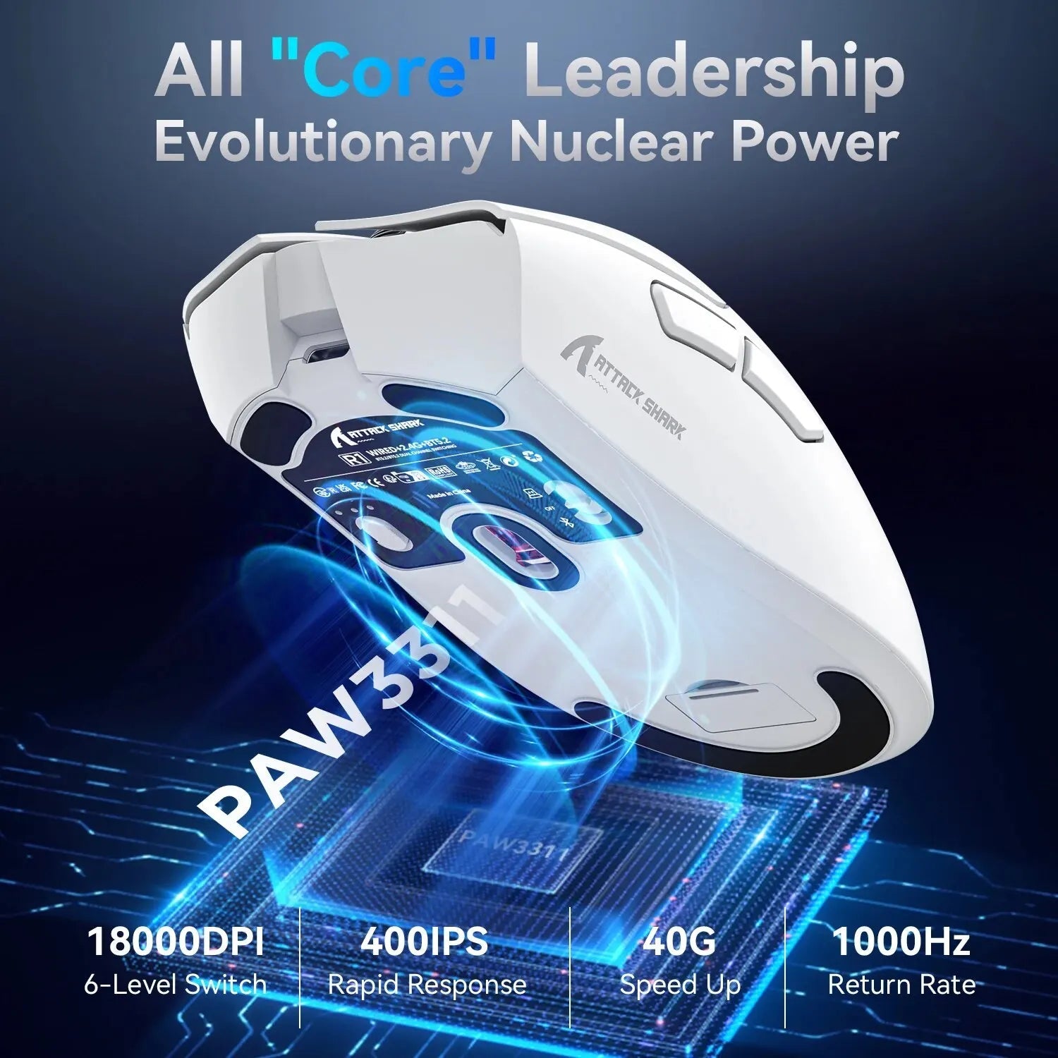 R1 Superlight Mouse Bluetooth 2.4G Wireless Gaming Mouse PixArt PAW3311 Gaming Sensor 6 Adjustable DPI for Office Game - petguardiansupplies