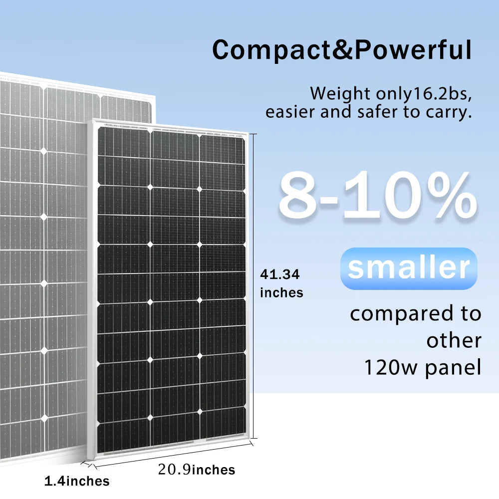 Solar Panel 100w 120w140w 160w 18V Rigid Solar Panel 25 Year Photovoltaic Monocrystalline Cell 12V Battery Charge - petguardiansupplies