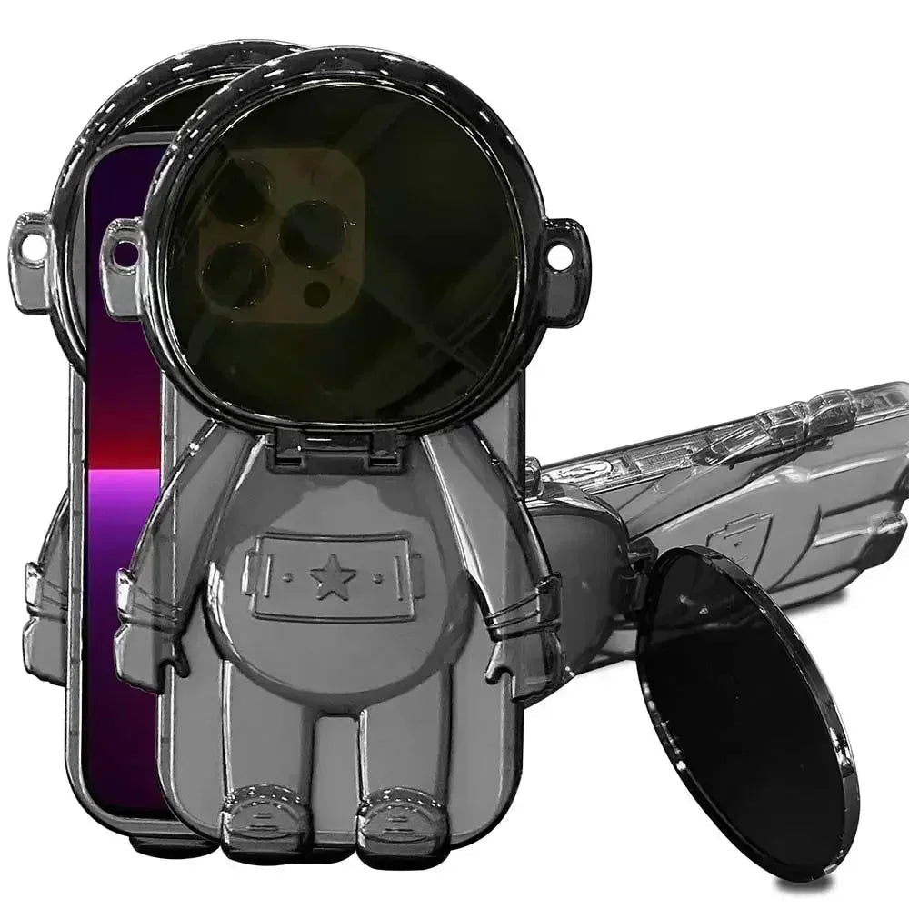 Clear 3D Cartoon Astronaut Phone Case For iPhone  - Shockproof Bumper Kickstand - petguardiansupplies