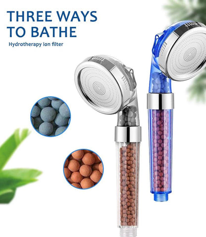 ZhangJi 3 Modes Bath Shower Adjustable Jetting Shower Head High Pressure Saving Water Bathroom Anion Filter Shower SPA Nozzle - petguardiansupplies