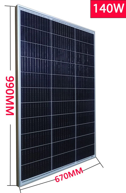 Solar Panel 100w 120w140w 160w 18V Rigid Solar Panel 25 Year Photovoltaic Monocrystalline Cell 12V Battery Charge - petguardiansupplies