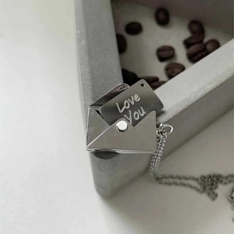 Love Letter Envelope Pendant Necklace Customized Stainless Steel Jewelry Confession Love You for Valentine Day Mother Day Gift - petguardiansupplies