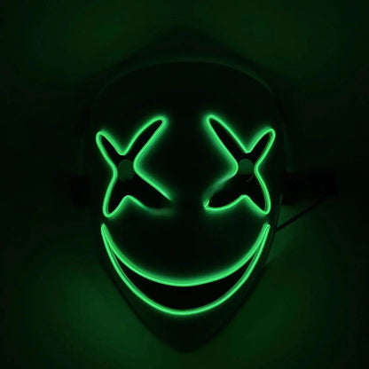 Led Light Pitch-dark Bullet Smiley Caterpillar Transparent Full Face Ghost Face Clown Black Covenant Witch Halloween Party Masks - petguardiansupplies