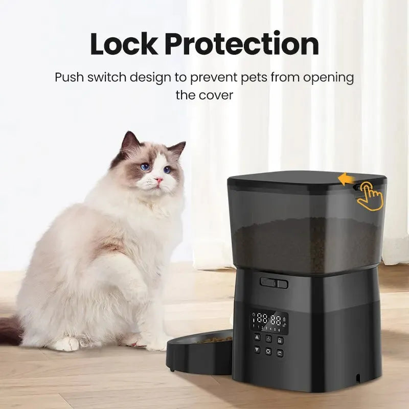 ROJECO Automatic Pet Feeder Button Version Auto Cat Food Dispenser Accessories Smart Control Pet Feeder For Cats Dog Dry Food - petguardiansupplies