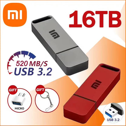 Xiaomi 16TB Flash Drive USB3.2 High Speed Transfer Metal Type C U Flash SSD Portable Mini Flash Drive Memory Waterproof U Drive - petguardiansupplies