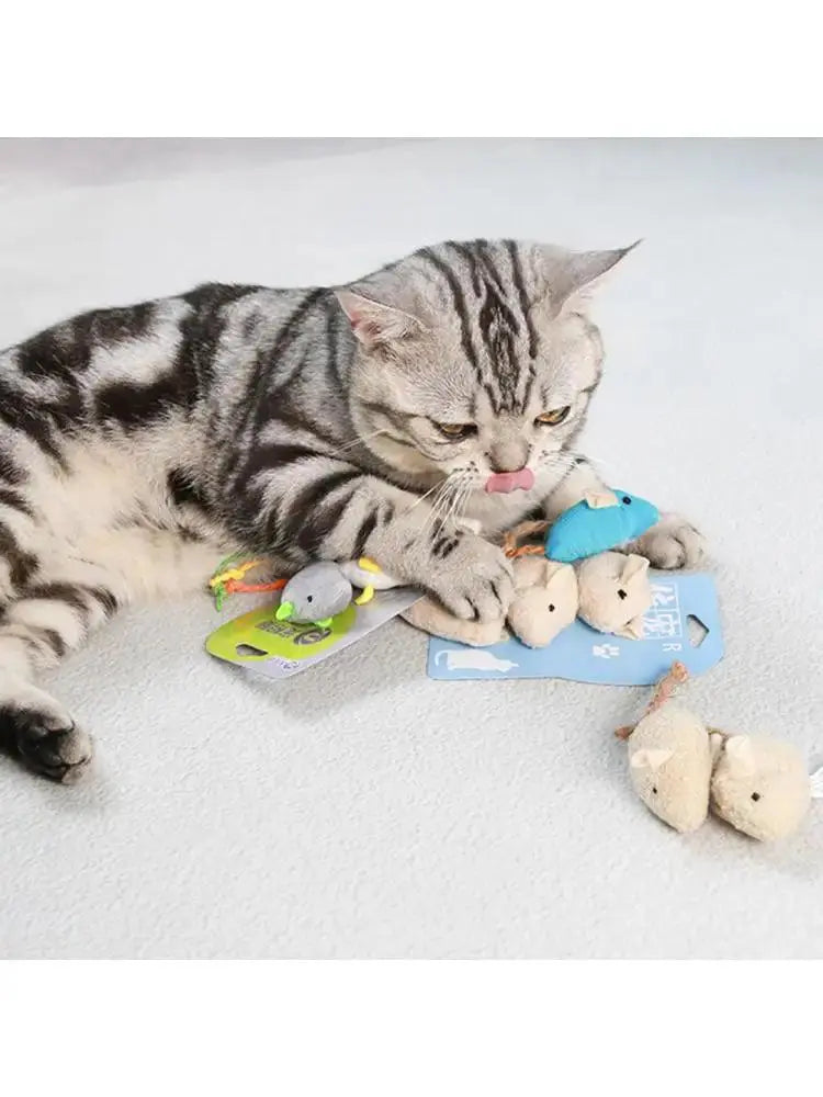 1pc Colorful Plush Mouse Scratch-resistant Catnip Play Chase Exercise Toys Pet Supplies For Indoor Cat - petguardiansupplies