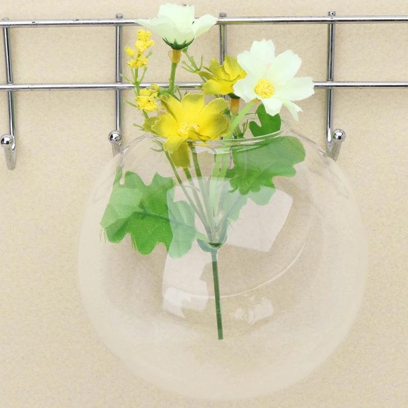 Transparent Glass Vase Wall Hanging Hydroponic Terrarium Fish Tanks Potted Plant Flower Pot Dia 8cm/10cm/12cm - petguardiansupplies