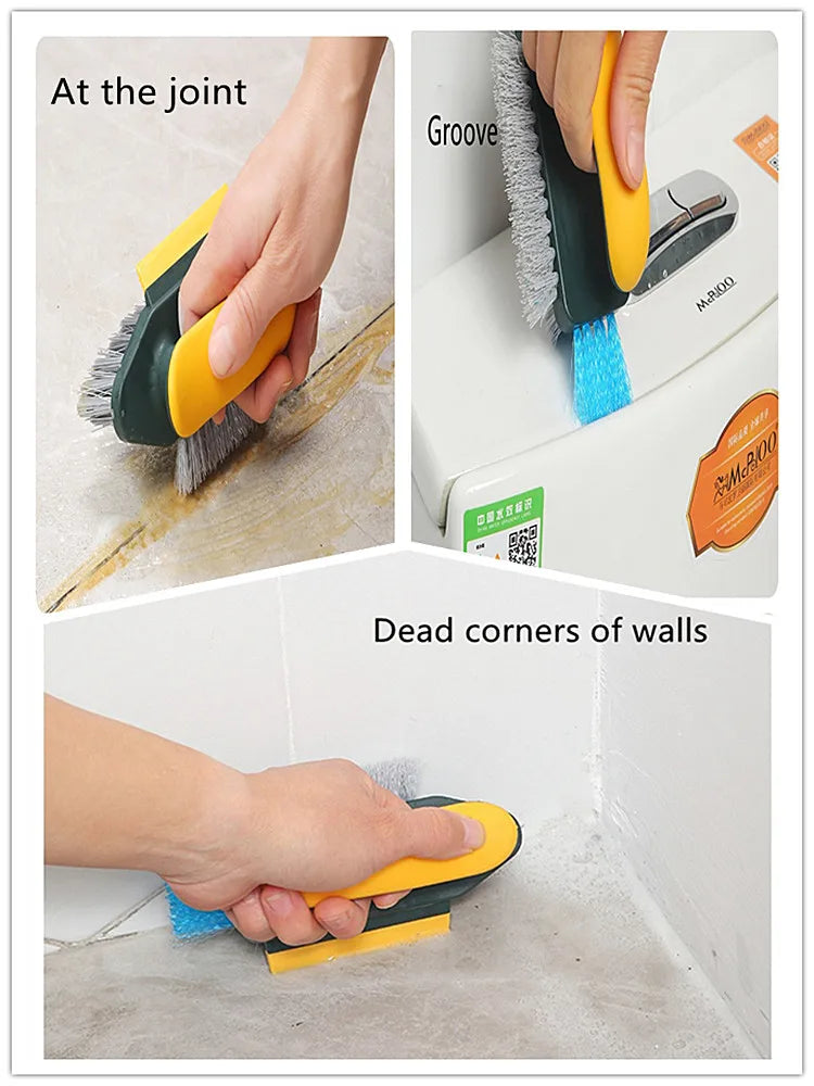 Wall Corner Cleaning Brush 4 In1 Multifunctional Toilet Gap Brush with Handle Window Gap Cleaning Brush Household Cleaning Tools - petguardiansupplies