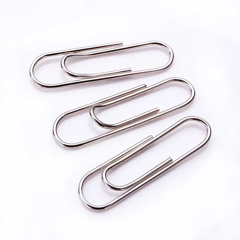 500/300/100/50PCS Metal Silver Paper Clips for Paperwork Stainless Steel Bookmark Paperclips Organizers Office School Supplies - petguardiansupplies