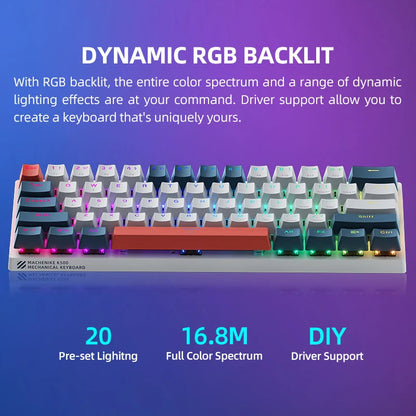 Machenike K500-B61 Mini Mechanical Keybaord 60% Form Factor 61Keys Gaming Keybaord Wired Full Key Hot-Swappable RGB Backlit - petguardiansupplies