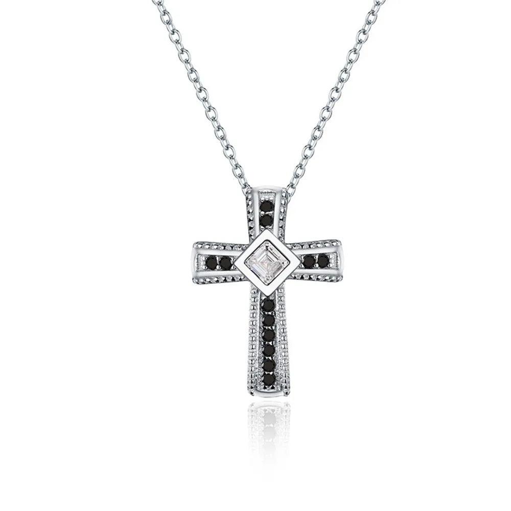 2024 New Cross Necklace Silver Color Classic Cross Jewelry Trendy Engagement Necklaces for Women Wedding Pendants P106 - petguardiansupplies