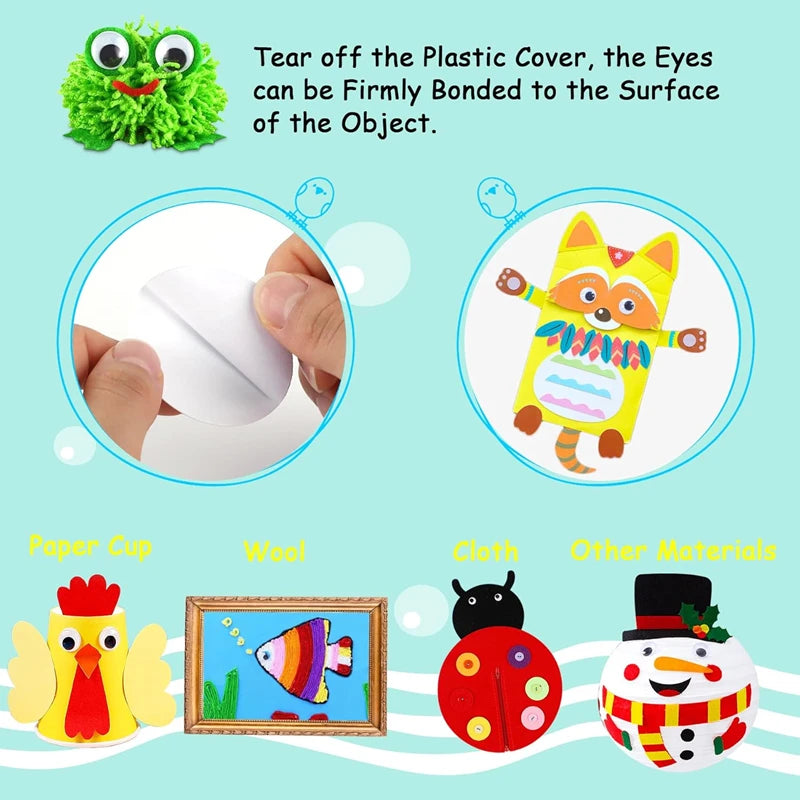 200/100PCS Self-Adhesive Wiggly Googly Doll Eye Movable Simulation Cartoon Animal Eyeball DIY Kindergarten Children Craft Supply - petguardiansupplies