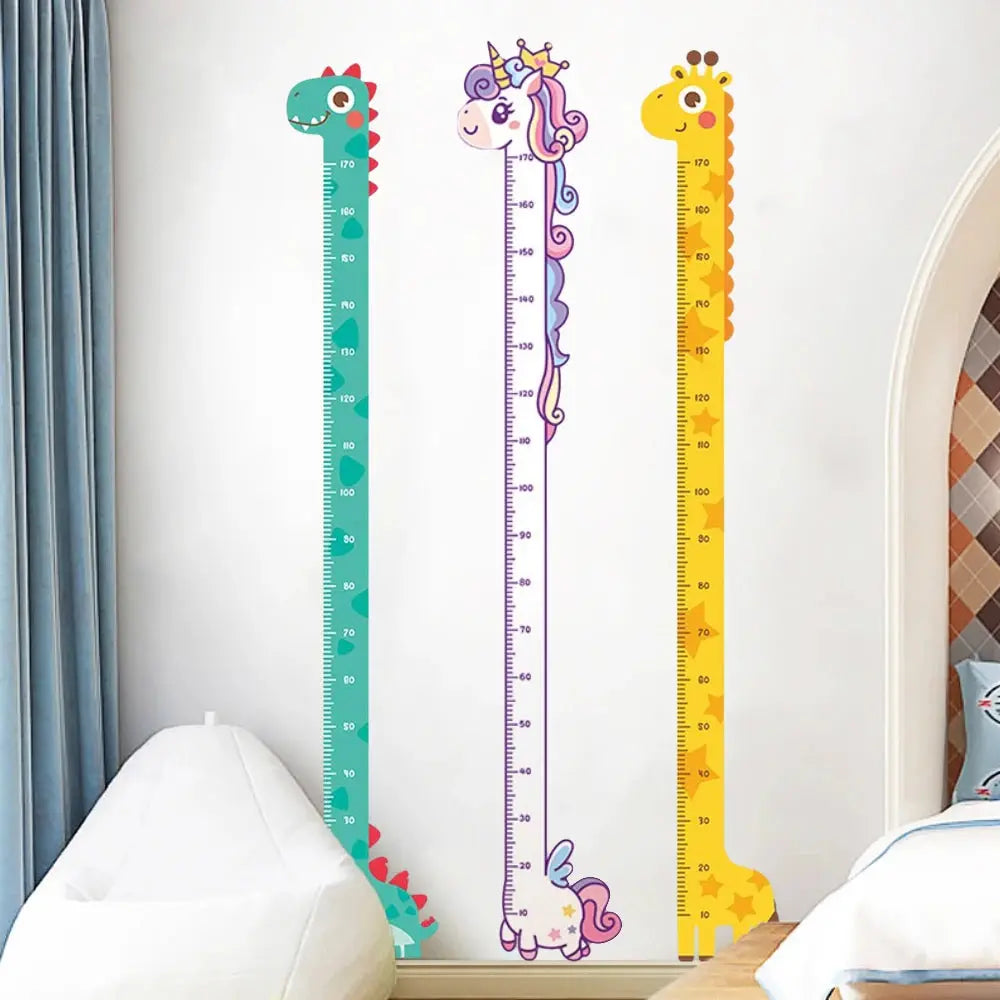 Cute Cartoon Height Sticker Unicorn Dinosaur Giraffe Wall Height Measuring Ruler Stickers For Kids Room Kindergarten Decor - petguardiansupplies