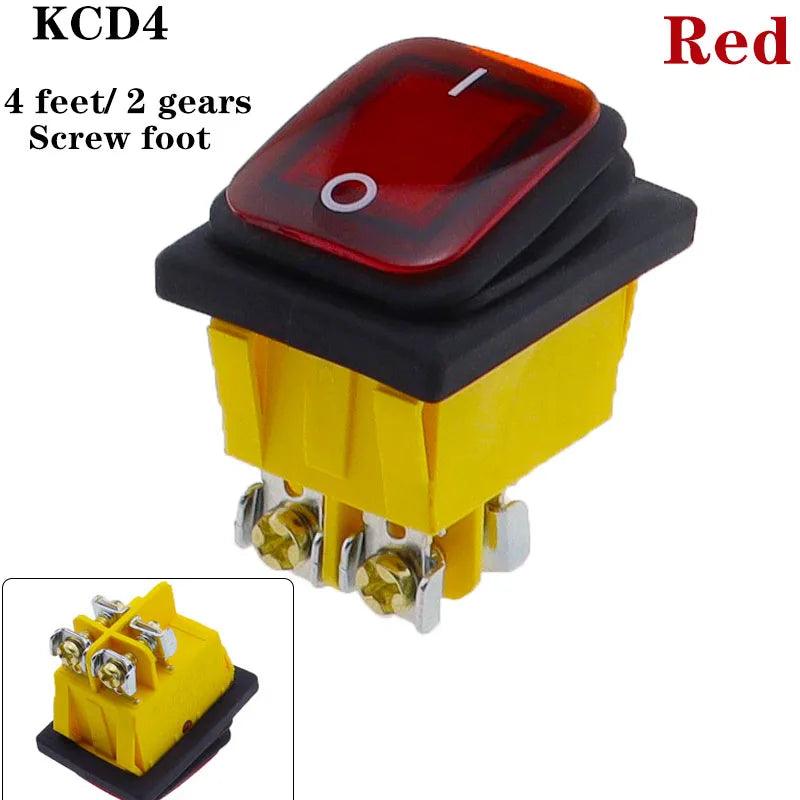 KCD4 on off 30A/250V Heavy Duty 4 pin DPST IP67 Sealed Waterproof T85 Auto Boat Marine Toggle Rocker Switch with LED 12V 220V 30 - petguardiansupplies