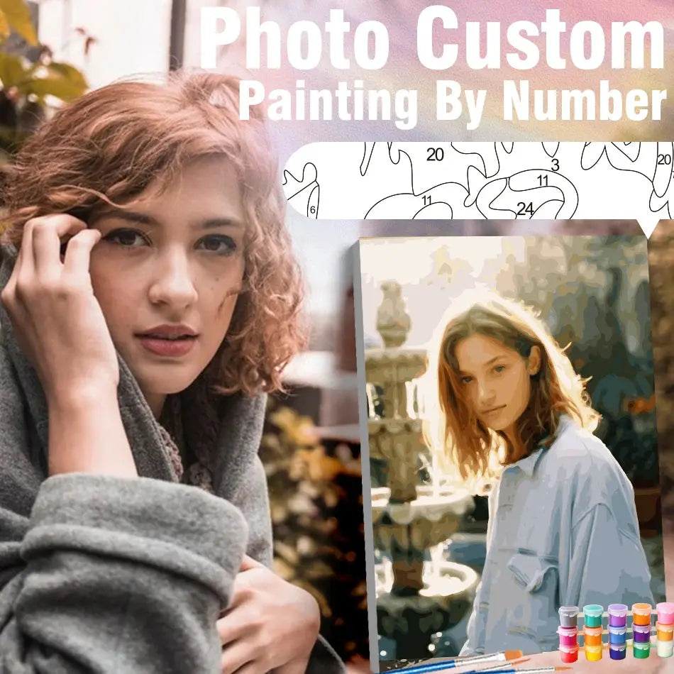 RUOPOTY Picture With Numbers Photo Custom Art Supplies For Beginner on Canvas Digital Painting Canvas Paint Hand Painted Kits - petguardiansupplies