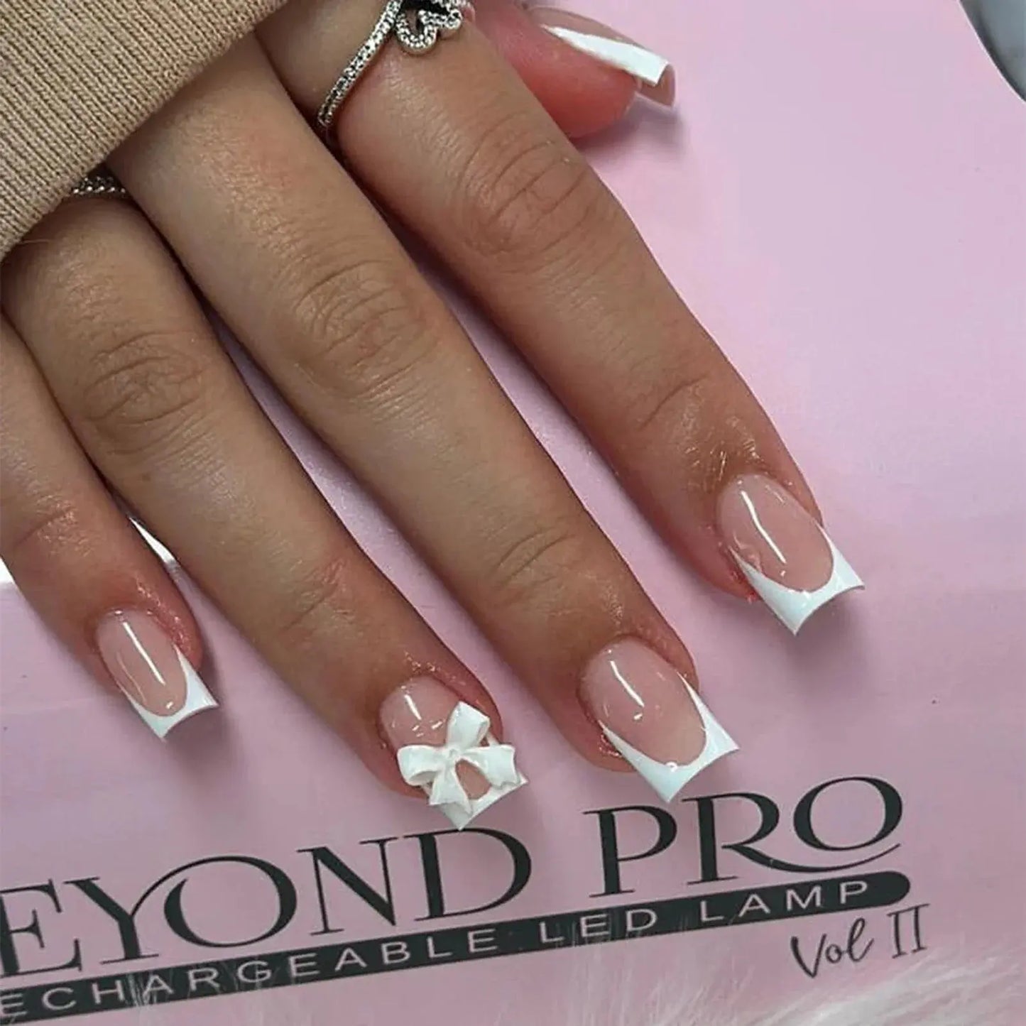 Pink French Style 3D Bowknot Press-On Nails-15