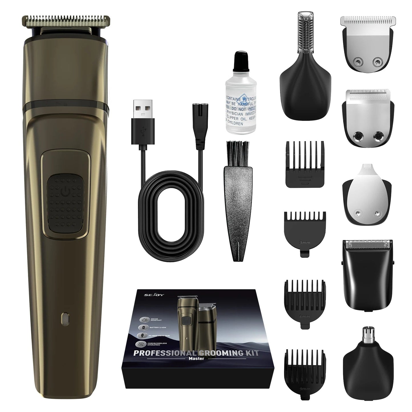 Men's Grooming Kit - Multifunctional Electric Hair Clippers Rechargeable Razor for Beard and Nose Trimming - petguardiansupplies