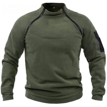 Mens Streetwear Military Sweatshirt Fleece Winter Zipper Pullover Fashion Men's Solid Color Loose Lamb Thick Jacket Men Clothing - petguardiansupplies