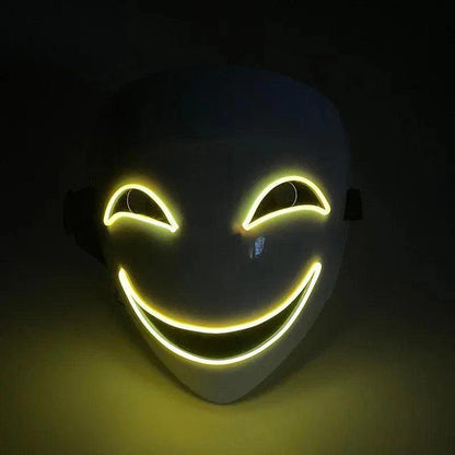 Led Light Pitch-dark Bullet Smiley Caterpillar Transparent Full Face Ghost Face Clown Black Covenant Witch Halloween Party Masks - petguardiansupplies