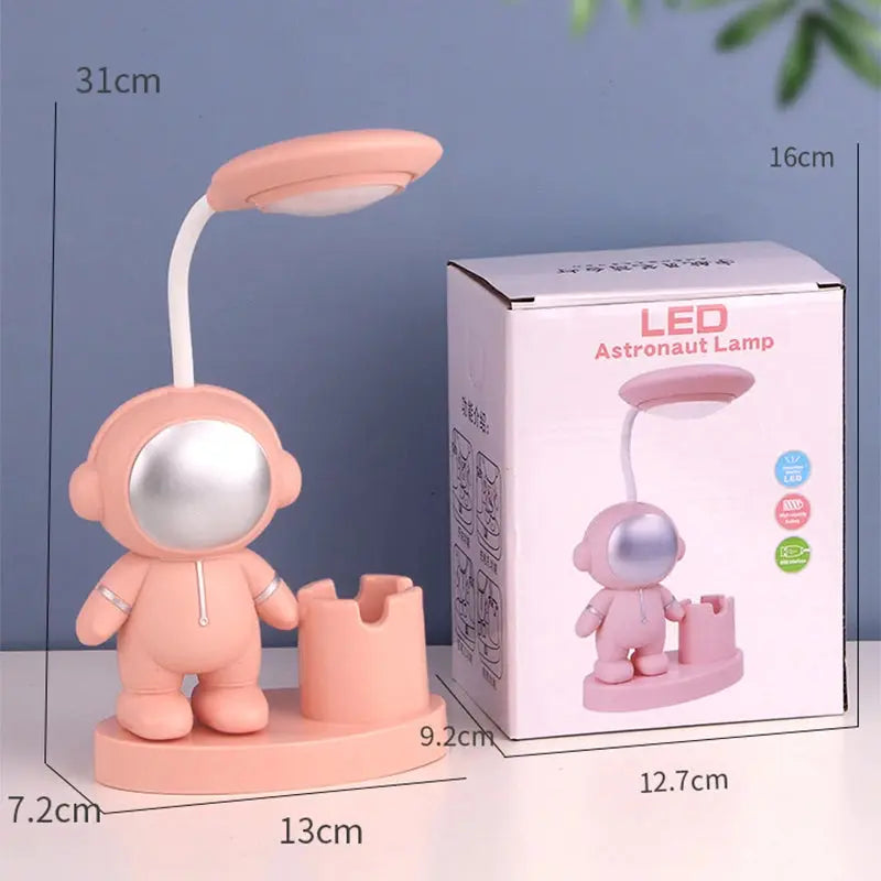 Creative Cute Astronaut Flexible Led Study Desk Lamp with Pencil Sharpener Bedside Color Adjust Table Lamp for Kids Student Room - petguardiansupplies