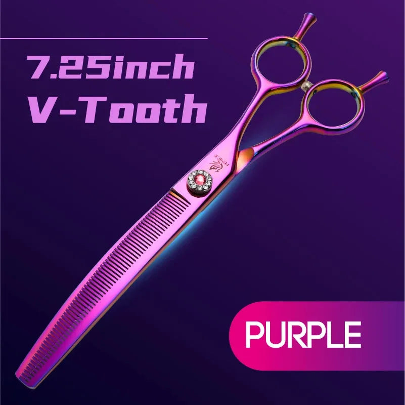 Fenice Professional JP440c 7 inch High quality Pet dog Grooming Scissors Curved thinning Shears Chunker Thinner Scissors - petguardiansupplies