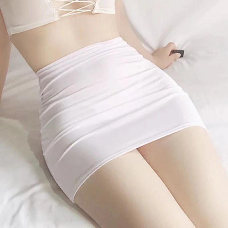 Mini unlined high elastic miniskirt sexy night show ultra-thin tight-fitting hip skirt hip skirt slightly transparent - petguardiansupplies