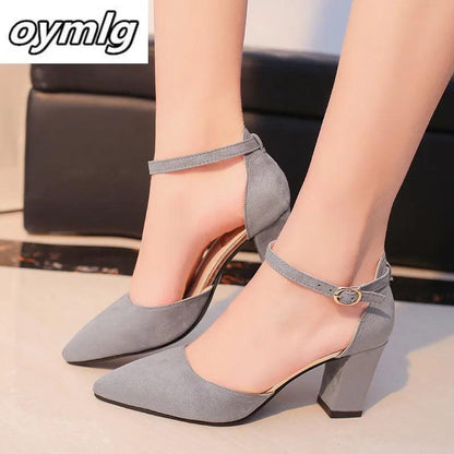 2020 Sandalias femeninas high heels Autumn Flock pointed sandals sexy high heels female summer shoes Female sandals mujer s040 - petguardiansupplies