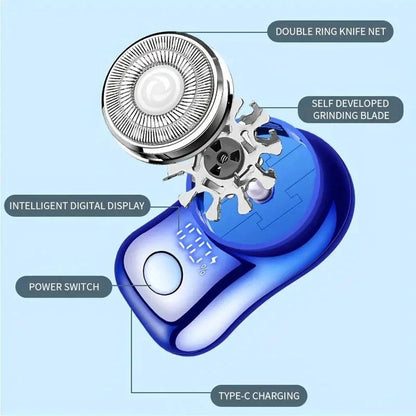 Mini Electric Shaver For Efficient Shaving Rechargeable Portable Beard Razor Double Ring Blade Detachable Head Men's Razor - petguardiansupplies