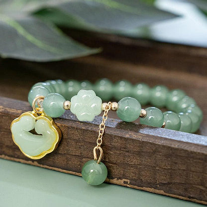 Fashion Exquisite Imitation Jade Beaded Bracelet For Women Chinese Style Peanut Pendant Bangle Lucky Wrist Chain Jewelry Gifts - petguardiansupplies