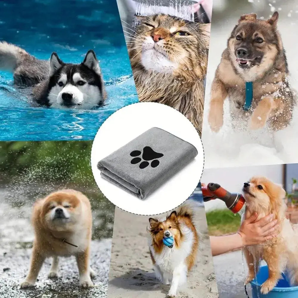 Microfiber Pet Bath Towel Embroidered Super Soft Absorbent Quick-Dry Thick Dog Cat Blanket For Dogs Bathrobe Grooming Supplies - petguardiansupplies