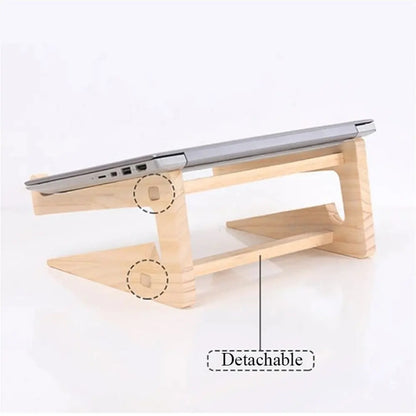 Universal Wooden Laptop Holder Detachable Base Stand Computer Cooling Bracket Suitable For Notebook Laptop Tablet 10-17 Inchs - petguardiansupplies