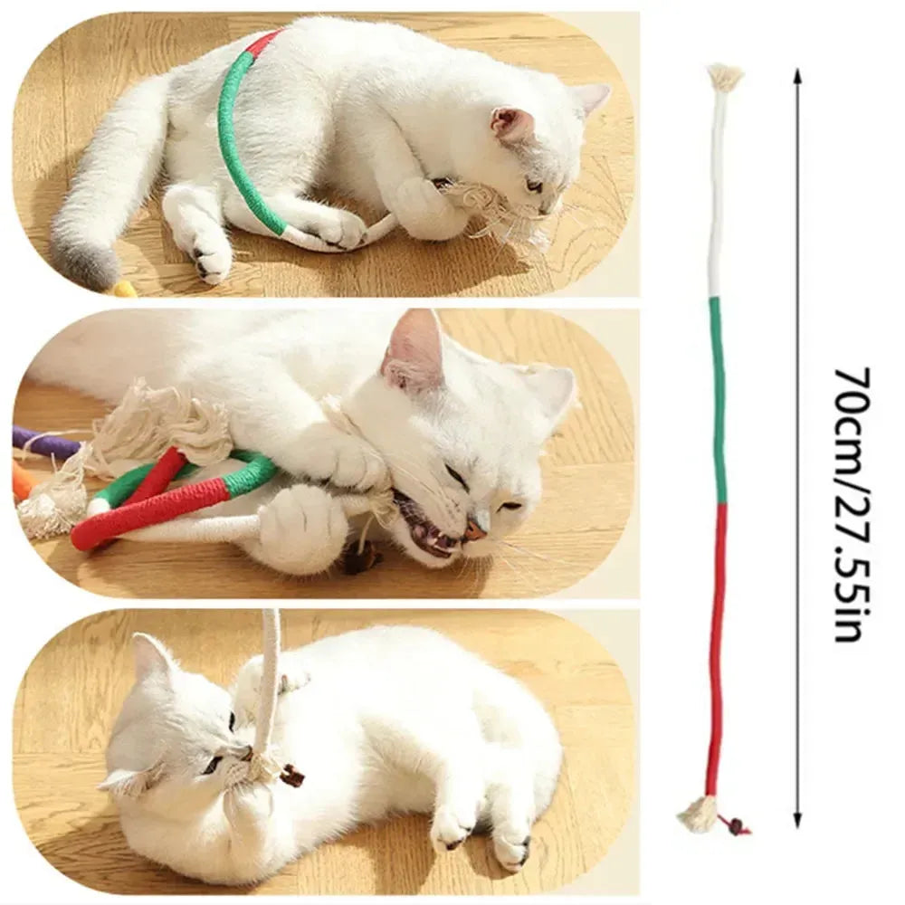 Cat Toys Interactive Molar Cotton Rope Toys Silvervine Cat Teaser Toy Clean Mouth Kitten Play Toy Pet Supplies Accessories - petguardiansupplies