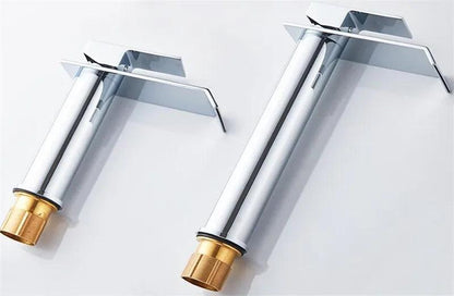 Basin Faucet Gold and white Waterfall Faucet Brass Bathroom Faucet Bathroom Basin Faucet Mixer Tap Hot and Cold Sink faucet - petguardiansupplies