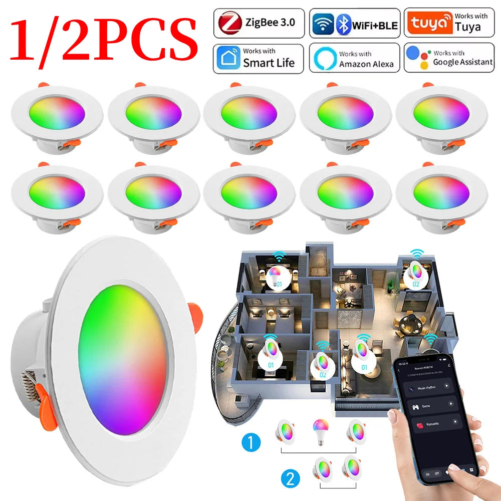 1/2PCS LED Downlight Bluetooth Smart Ceiling Light Motion Sensor and Dimmable - petguardiansupplies