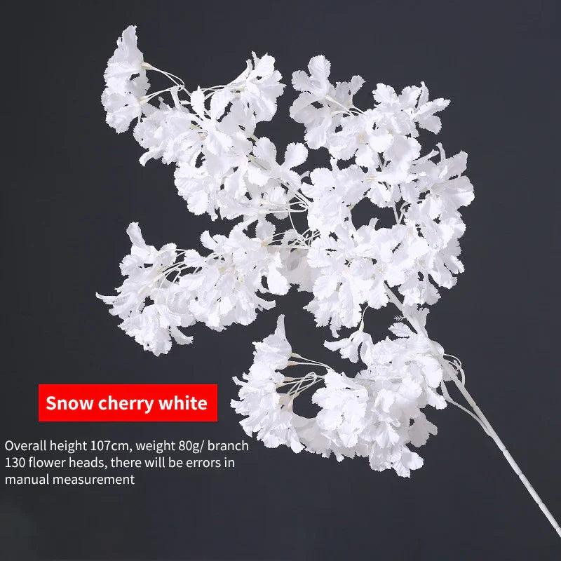 107CM Silk Hydrangea White Branch Snow All Over The Sky DIY Artificial Cherry Home Party Decoration Wedding Arch Decoration - petguardiansupplies