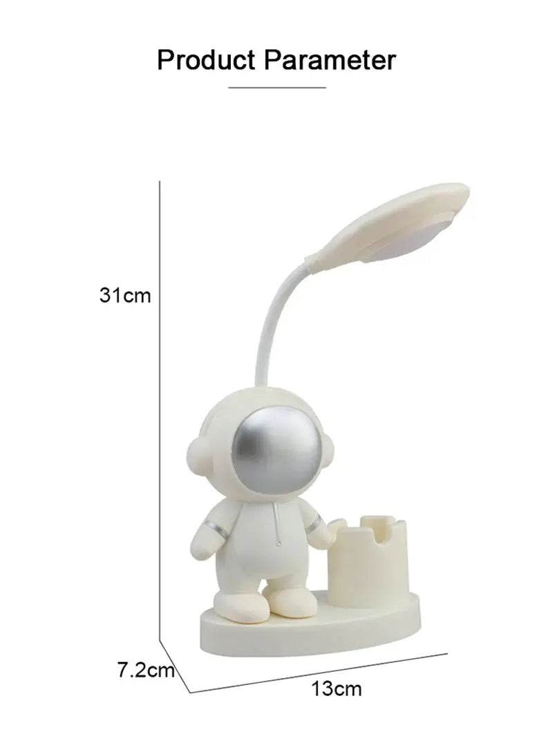 Creative Cute Astronaut Flexible Led Study Desk Lamp with Pencil Sharpener Bedside Color Adjust Table Lamp for Kids Student Room - petguardiansupplies